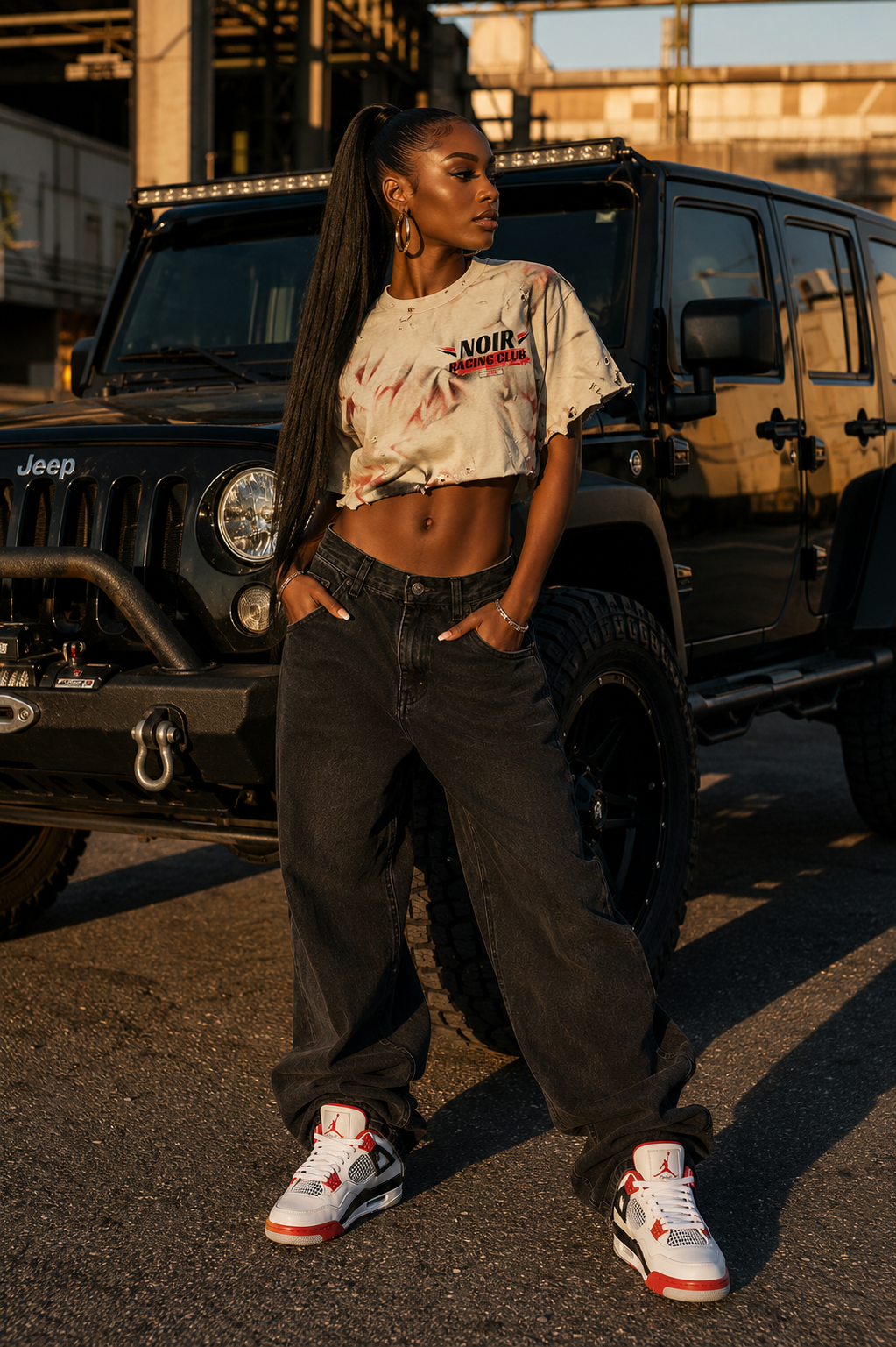 Noir Racing Club Distressed Crop