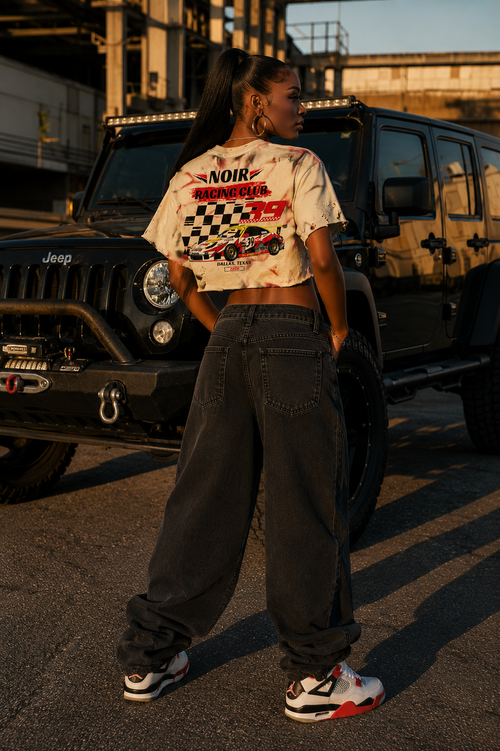 Noir Racing Club Distressed Crop