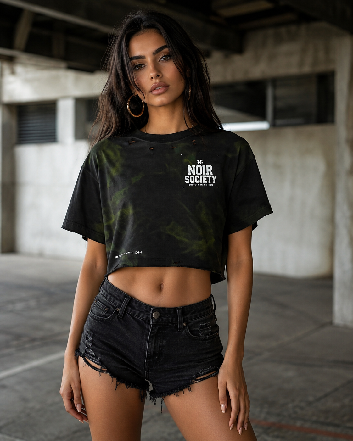 Noir Society Distressed Crop