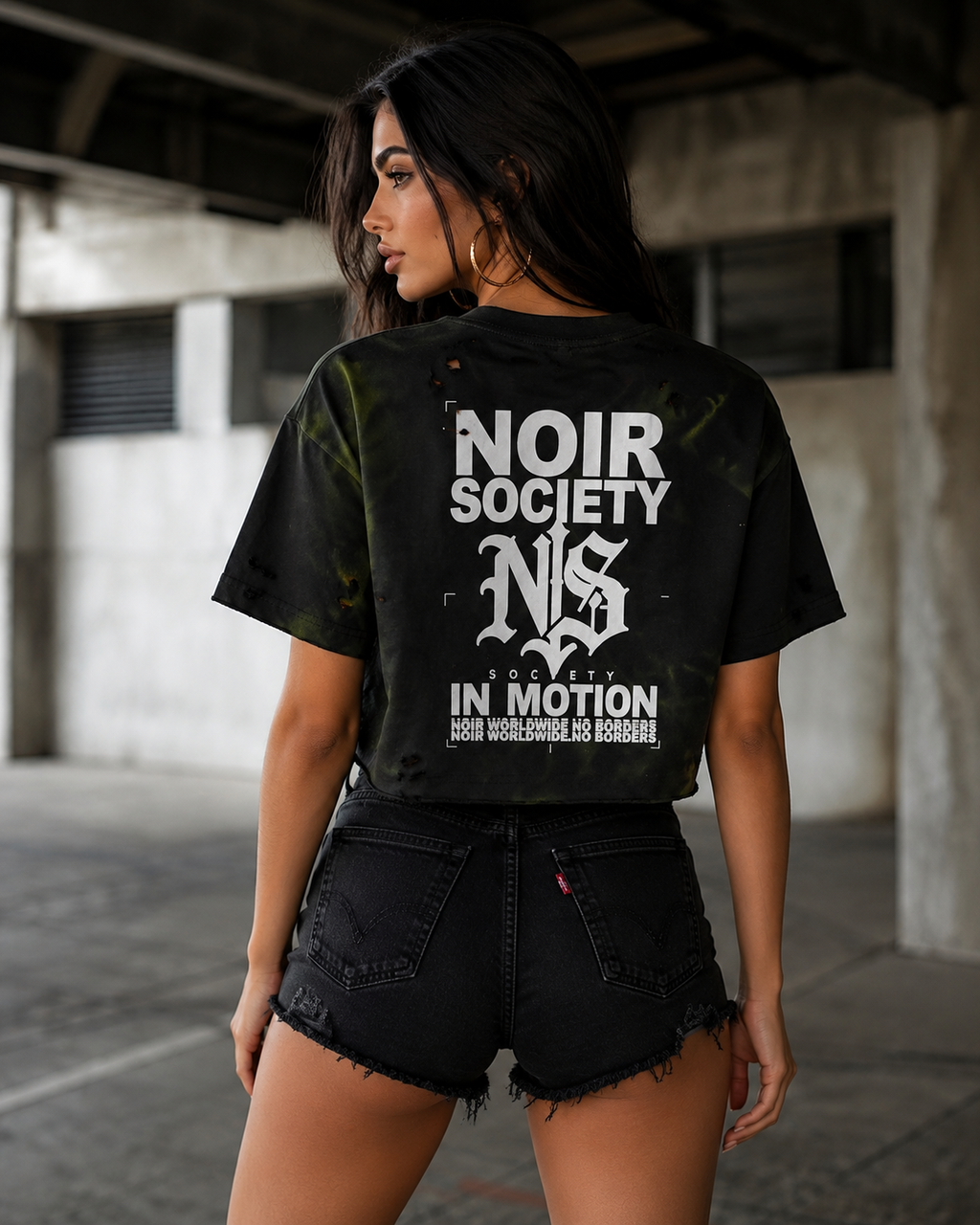 Noir Society Distressed Crop